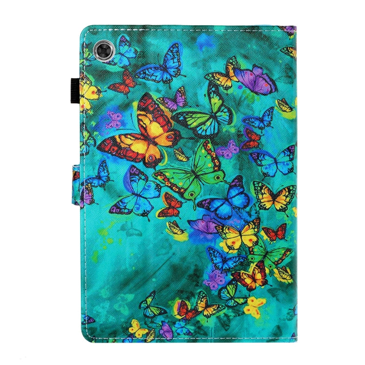 For Samsung Galaxy Tab A8 10.5 2021 Coloured Drawing Stitching Leather Tablet Case(Green Butterfly) by bashfashion