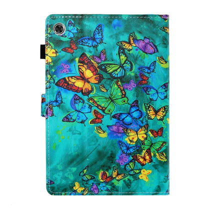 For Samsung Galaxy Tab A8 10.5 2021 Coloured Drawing Stitching Leather Tablet Case(Green Butterfly) by bashfashion