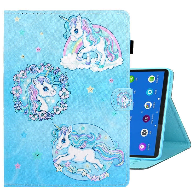 For Samsung Galaxy Tab A8 10.5 2021 Coloured Drawing Stitching Leather Tablet Case(Unicorn) by bashfashion