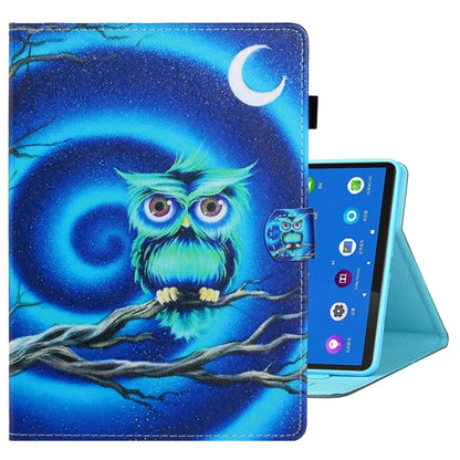For Samsung Galaxy Tab A8 10.5 2021 Coloured Drawing Stitching Leather Tablet Case(Moon Owl) by bashfashion