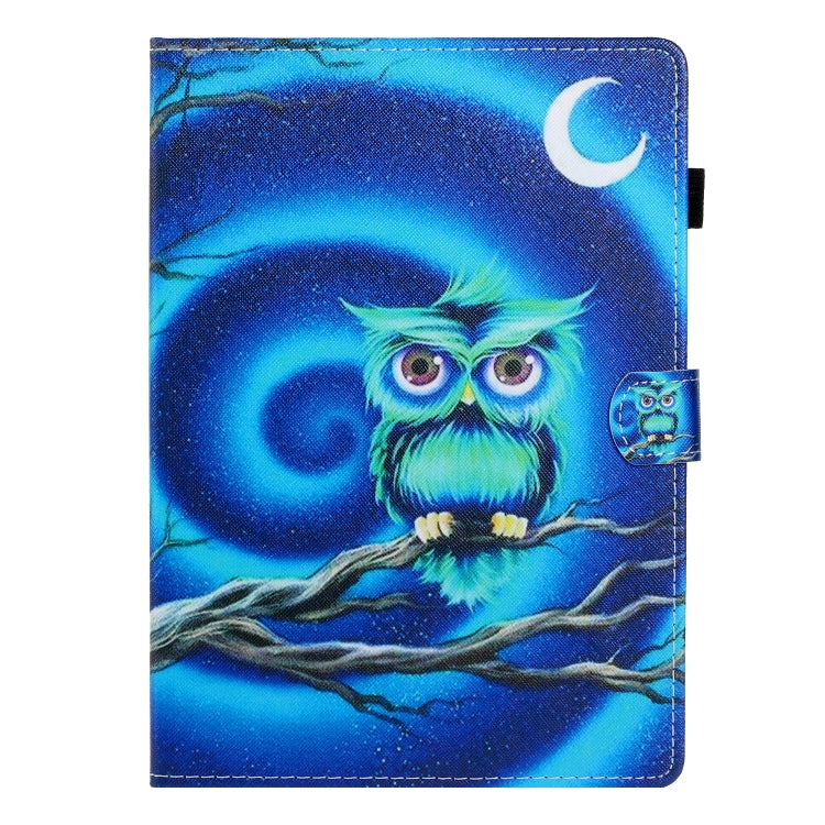 For Samsung Galaxy Tab A8 10.5 2021 Coloured Drawing Stitching Leather Tablet Case(Moon Owl) by bashfashion