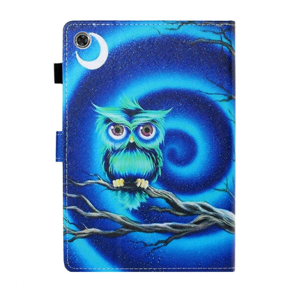 For Samsung Galaxy Tab A8 10.5 2021 Coloured Drawing Stitching Leather Tablet Case(Moon Owl) by bashfashion