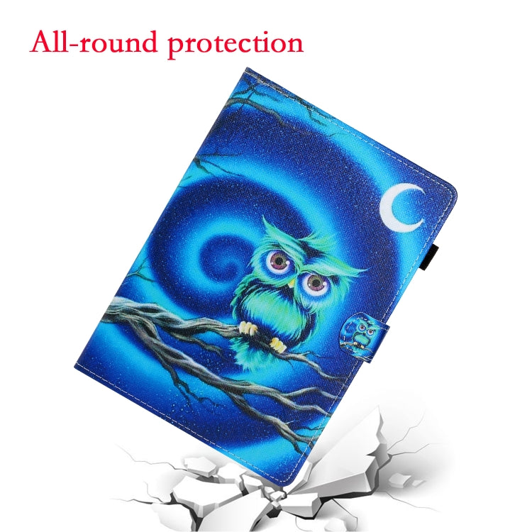 For Samsung Galaxy Tab A8 10.5 2021 Coloured Drawing Stitching Leather Tablet Case(Moon Owl) by bashfashion