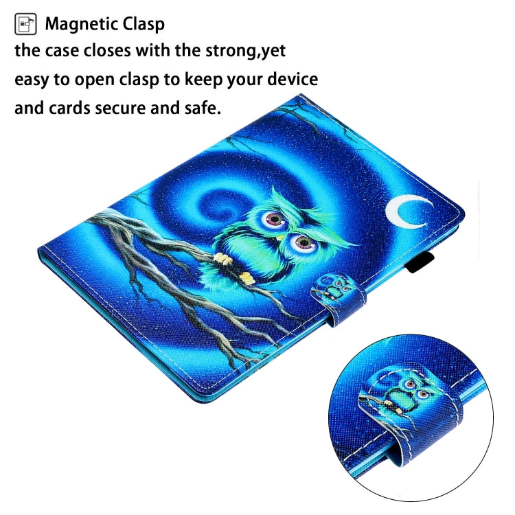 For Samsung Galaxy Tab A8 10.5 2021 Coloured Drawing Stitching Leather Tablet Case(Moon Owl) by bashfashion