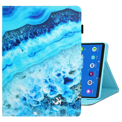 For Samsung Galaxy Tab A8 10.5 2021 Coloured Drawing Stitching Leather Tablet Case(Blue Marble) by bashfashion