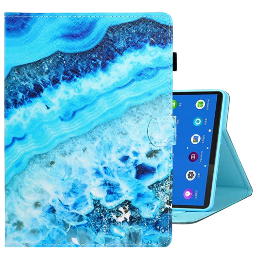 For Samsung Galaxy Tab A8 10.5 2021 Coloured Drawing Stitching Leather Tablet Case(Blue Marble) by bashfashion
