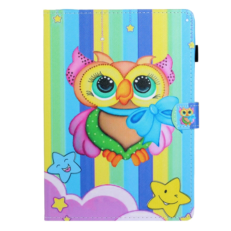 For Samsung Galaxy Tab A8 10.5 2021 Coloured Drawing Stitching Leather Tablet Case(Rainbow Owl) by bashfashion