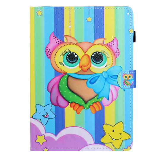 For Samsung Galaxy Tab A8 10.5 2021 Coloured Drawing Stitching Leather Tablet Case(Rainbow Owl) by bashfashion