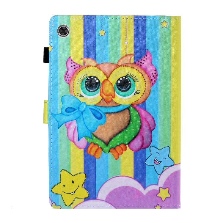 For Samsung Galaxy Tab A8 10.5 2021 Coloured Drawing Stitching Leather Tablet Case(Rainbow Owl) by bashfashion