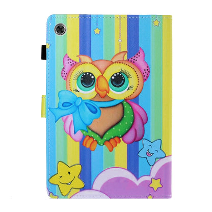 For Samsung Galaxy Tab A8 10.5 2021 Coloured Drawing Stitching Leather Tablet Case(Rainbow Owl) by bashfashion