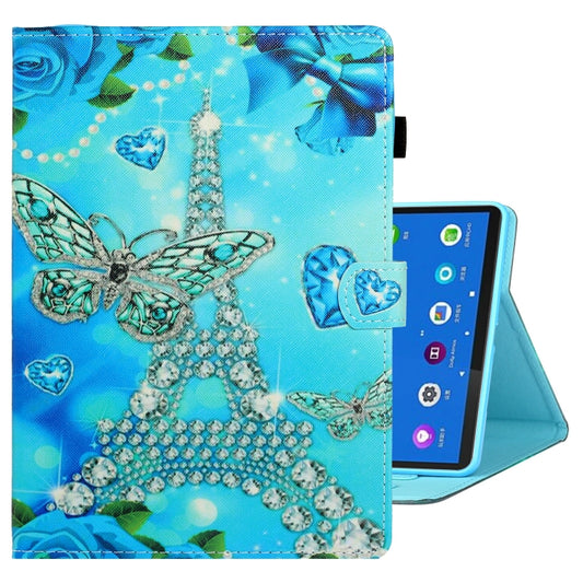For Samsung Galaxy Tab A8 10.5 2021 Coloured Drawing Stitching Leather Tablet Case(Butterfly Tower) by bashfashion