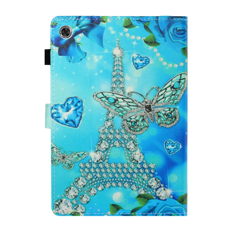 For Samsung Galaxy Tab A8 10.5 2021 Coloured Drawing Stitching Leather Tablet Case(Butterfly Tower) by bashfashion