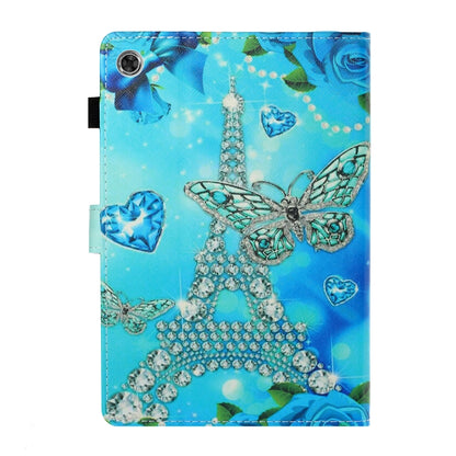 For Samsung Galaxy Tab A8 10.5 2021 Coloured Drawing Stitching Leather Tablet Case(Butterfly Tower) by bashfashion