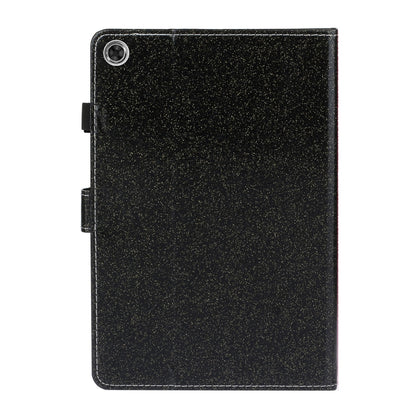For Samsung Galaxy Tab A8 10.5 2021 Varnish Glitter Powder Leather Tablet Case(Black) by bashfashion