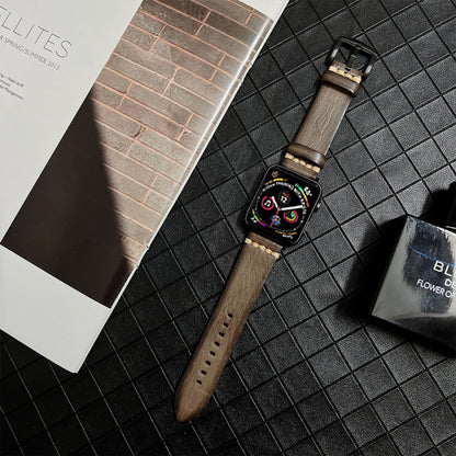 Genuine Leather Watch Band For Apple Watch Series 9&8&7 41mm / SE 3&SE 2&6&SE&5&4 40mm / 3&2&1 38mm(Grey) by bashfashion