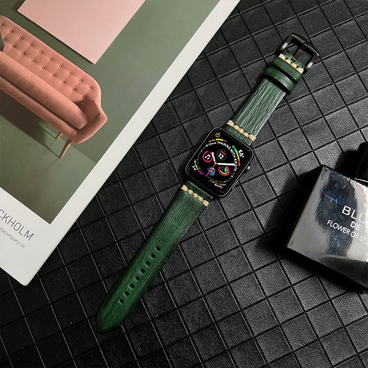 Genuine Leather Watch Band For Apple Watch Series 9&8&7 41mm / SE 3&SE 2&6&SE&5&4 40mm / 3&2&1 38mm(Green) by bashfashion