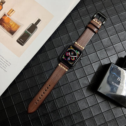 Genuine Leather Watch Band For Apple Watch Series 9&8&7 41mm / SE 3&SE 2&6&SE&5&4 40mm / 3&2&1 38mm(Coffee) by bashfashion