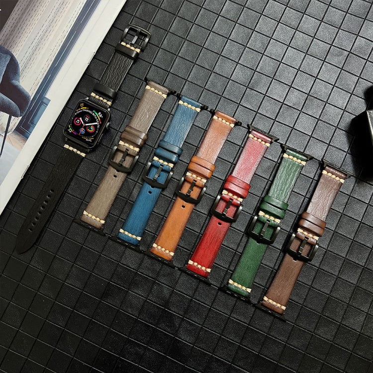 Genuine Leather Watch Band For Apple Watch Series 9&8&7 41mm / SE 3&SE 2&6&SE&5&4 40mm / 3&2&1 38mm(Grey) by bashfashion