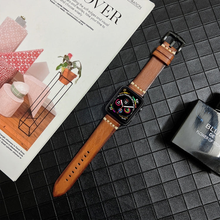 Genuine Leather Watch Band For Apple Watch Ultra 49mm&Watch Ultra 2 49mm / Series 9&8&7 45mm / SE 3&SE 2&6&SE&5&4 44mm / 3&2&1 42mm(Brown) by bashfashion
