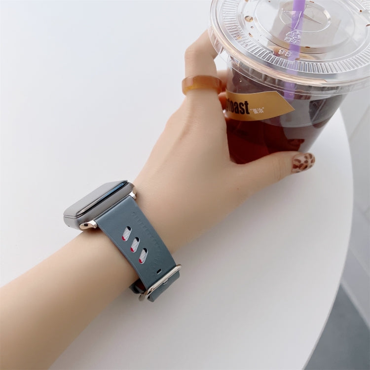 Genuine Leather Nylon Watch Band For Apple Watch Series 9&8&7 41mm / SE 3&SE 2&6&SE&5&4 40mm / 3&2&1 38mm(Blue) by bashfashion