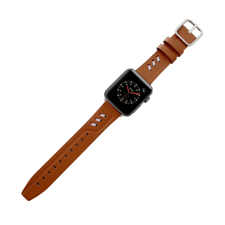 Genuine Leather Nylon Watch Band For Apple Watch Series 9&8&7 41mm / SE 3&SE 2&6&SE&5&4 40mm / 3&2&1 38mm(Brown) by bashfashion