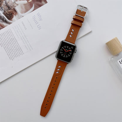 Genuine Leather Nylon Watch Band For Apple Watch Series 9&8&7 41mm / SE 3&SE 2&6&SE&5&4 40mm / 3&2&1 38mm(Brown) by bashfashion