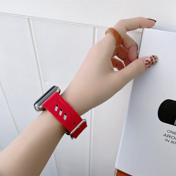 Genuine Leather Nylon Watch Band For Apple Watch Ultra 49mm&Watch Ultra 2 49mm / Series 9&8&7 45mm / SE 3&SE 2&6&SE&5&4 44mm / 3&2&1 42mm(Red) by bashfashion