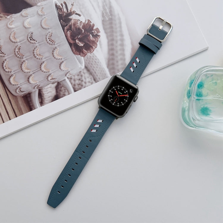Genuine Leather Nylon Watch Band For Apple Watch Ultra 49mm&Watch Ultra 2 49mm / Series 9&8&7 45mm / SE 3&SE 2&6&SE&5&4 44mm / 3&2&1 42mm(Blue) by bashfashion