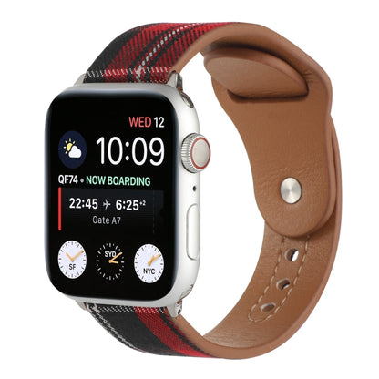 Cloth Texture Sports Leather Watch Band For Apple Watch Series 9&8&7 41mm / SE 3&SE 2&6&SE&5&4 40mm / 3&2&1 38mm(2) by bashfashion