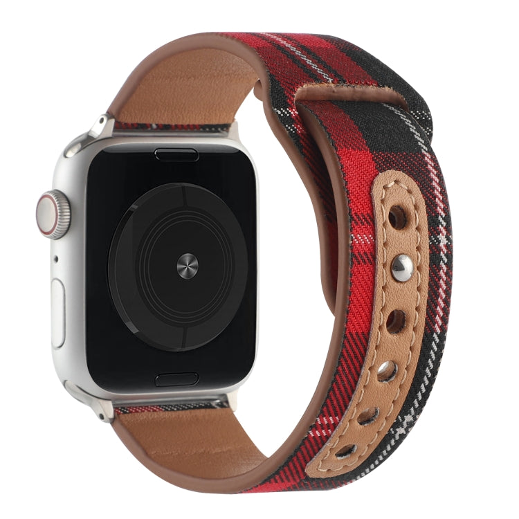 Cloth Texture Sports Leather Watch Band For Apple Watch Series 9&8&7 41mm / SE 3&SE 2&6&SE&5&4 40mm / 3&2&1 38mm(2) by bashfashion