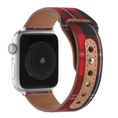 Cloth Texture Sports Leather Watch Band For Apple Watch Series 9&8&7 41mm / SE 3&SE 2&6&SE&5&4 40mm / 3&2&1 38mm(2) by bashfashion