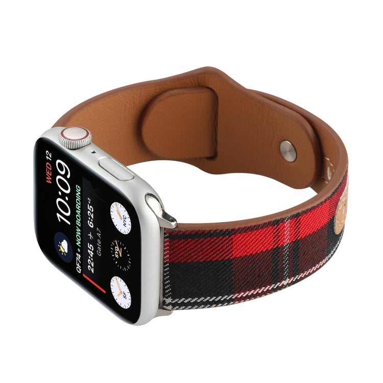 Cloth Texture Sports Leather Watch Band For Apple Watch Series 9&8&7 41mm / SE 3&SE 2&6&SE&5&4 40mm / 3&2&1 38mm(2) by bashfashion