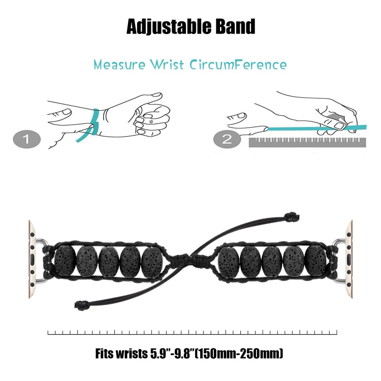 Volcanic Stone Watch Band For Apple Watch Series 9&8&7 41mm / SE 3&SE 2&6&SE&5&4 40mm / 3&2&1 38mm(Black) by bashfashion