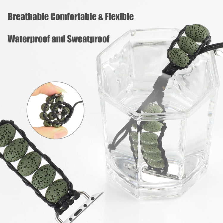 Volcanic Stone Watch Band For Apple Watch Series 9&8&7 41mm / SE 3&SE 2&6&SE&5&4 40mm / 3&2&1 38mm(ArmyGreen) by bashfashion