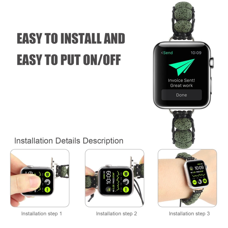 Volcanic Stone Watch Band For Apple Watch Series 9&8&7 41mm / SE 3&SE 2&6&SE&5&4 40mm / 3&2&1 38mm(ArmyGreen) by bashfashion