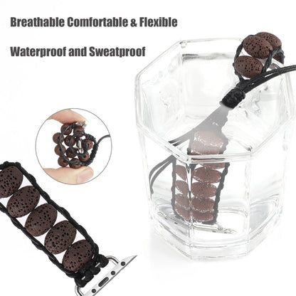 Volcanic Stone Watch Band For Apple Watch Series 9&8&7 41mm / SE 3&SE 2&6&SE&5&4 40mm / 3&2&1 38mm(Dark Brown) by bashfashion