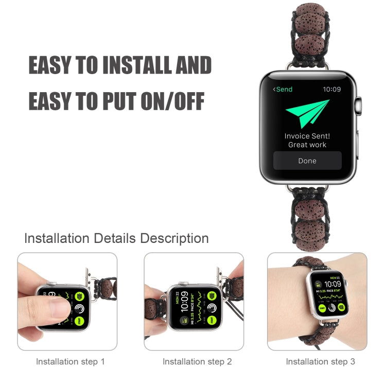 Volcanic Stone Watch Band For Apple Watch Series 9&8&7 41mm / SE 3&SE 2&6&SE&5&4 40mm / 3&2&1 38mm(Dark Brown) by bashfashion