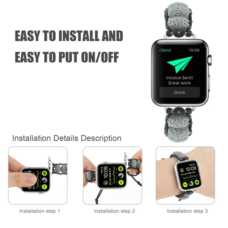 Volcanic Stone Watch Band For Apple Watch Series 9&8&7 41mm / SE 3&SE 2&6&SE&5&4 40mm / 3&2&1 38mm(Grey) by bashfashion