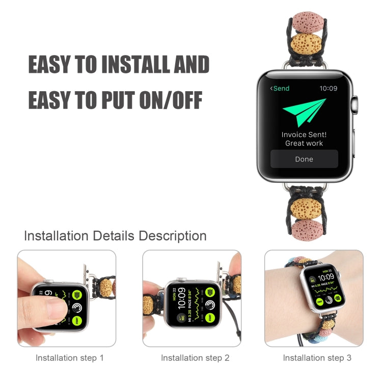 Volcanic Stone Watch Band For Apple Watch Ultra 49mm&Watch Ultra 2 49mm / Series 9&8&7 45mm / SE 3&SE 2&6&SE&5&4 44mm / 3&2&1 42mm(Multicolour) by bashfashion