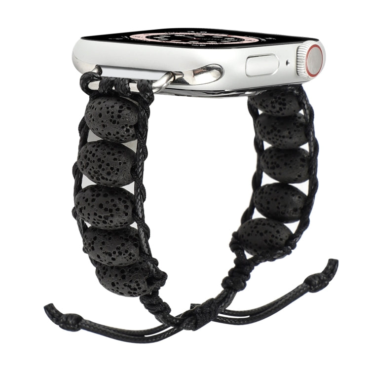 Volcanic Stone Watch Band For Apple Watch Ultra 49mm&Watch Ultra 2 49mm / Series 9&8&7 45mm / SE 3&SE 2&6&SE&5&4 44mm / 3&2&1 42mm(Black) by bashfashion