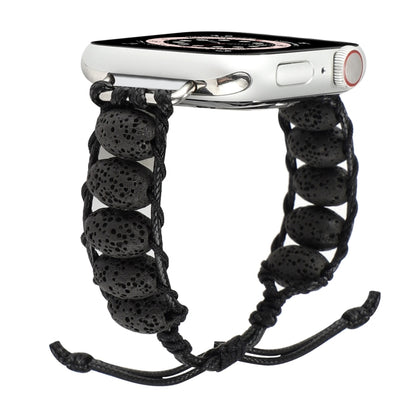 Volcanic Stone Watch Band For Apple Watch Ultra 49mm&Watch Ultra 2 49mm / Series 9&8&7 45mm / SE 3&SE 2&6&SE&5&4 44mm / 3&2&1 42mm(Black) by bashfashion