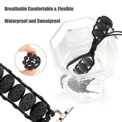 Volcanic Stone Watch Band For Apple Watch Ultra 49mm&Watch Ultra 2 49mm / Series 9&8&7 45mm / SE 3&SE 2&6&SE&5&4 44mm / 3&2&1 42mm(Black) by bashfashion