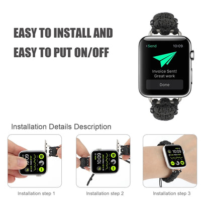 Volcanic Stone Watch Band For Apple Watch Ultra 49mm&Watch Ultra 2 49mm / Series 9&8&7 45mm / SE 3&SE 2&6&SE&5&4 44mm / 3&2&1 42mm(Black) by bashfashion