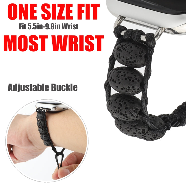 Volcanic Stone Watch Band For Apple Watch Ultra 49mm&Watch Ultra 2 49mm / Series 9&8&7 45mm / SE 3&SE 2&6&SE&5&4 44mm / 3&2&1 42mm(Black) by bashfashion
