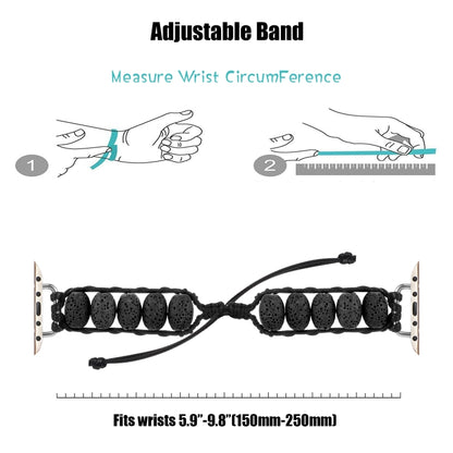 Volcanic Stone Watch Band For Apple Watch Ultra 49mm&Watch Ultra 2 49mm / Series 9&8&7 45mm / SE 3&SE 2&6&SE&5&4 44mm / 3&2&1 42mm(Black) by bashfashion