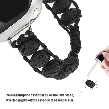Volcanic Stone Watch Band For Apple Watch Ultra 49mm&Watch Ultra 2 49mm / Series 9&8&7 45mm / SE 3&SE 2&6&SE&5&4 44mm / 3&2&1 42mm(Black) by bashfashion