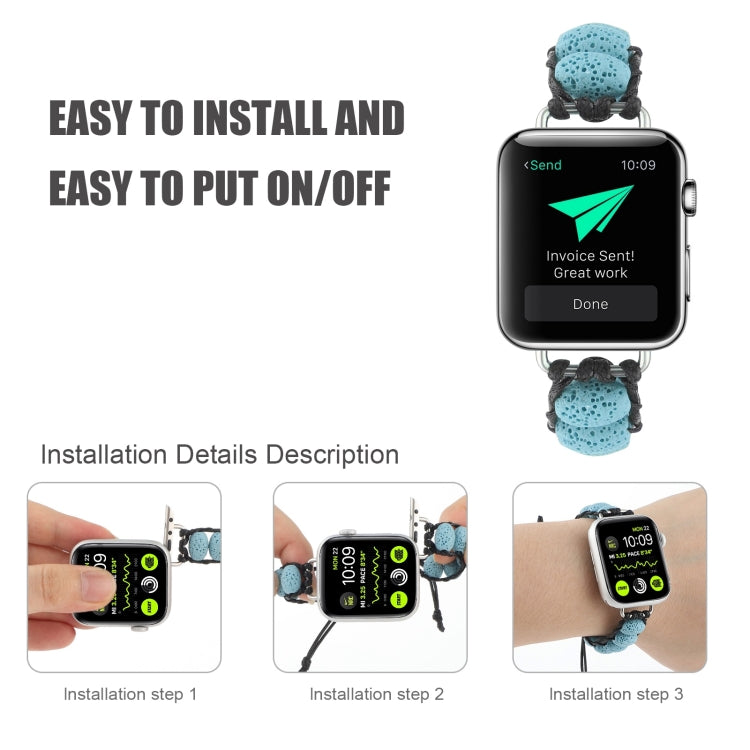 Volcanic Stone Watch Band For Apple Watch Ultra 49mm&Watch Ultra 2 49mm / Series 9&8&7 45mm / SE 3&SE 2&6&SE&5&4 44mm / 3&2&1 42mm(Blue) by bashfashion