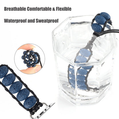 Volcanic Stone Watch Band For Apple Watch Ultra 49mm&Watch Ultra 2 49mm / Series 9&8&7 45mm / SE 3&SE 2&6&SE&5&4 44mm / 3&2&1 42mm(Dark Blue) by bashfashion