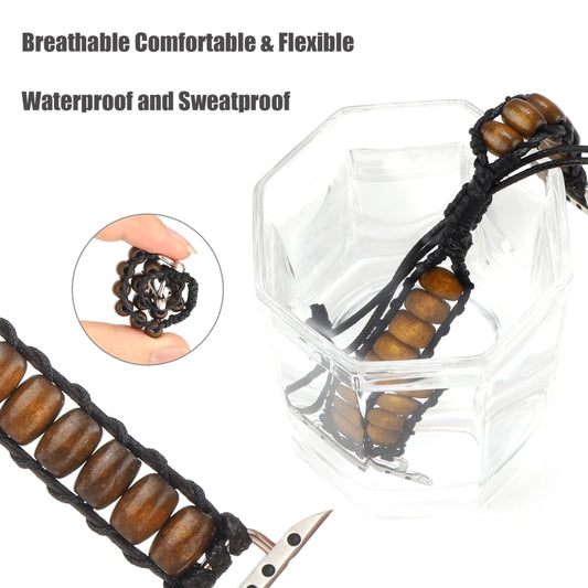 Wooden Bead Watch Band For Apple Watch Series 9&8&7 41mm / SE 3&SE 2&6&SE&5&4 40mm / 3&2&1 38mm(Dark Brown) by bashfashion