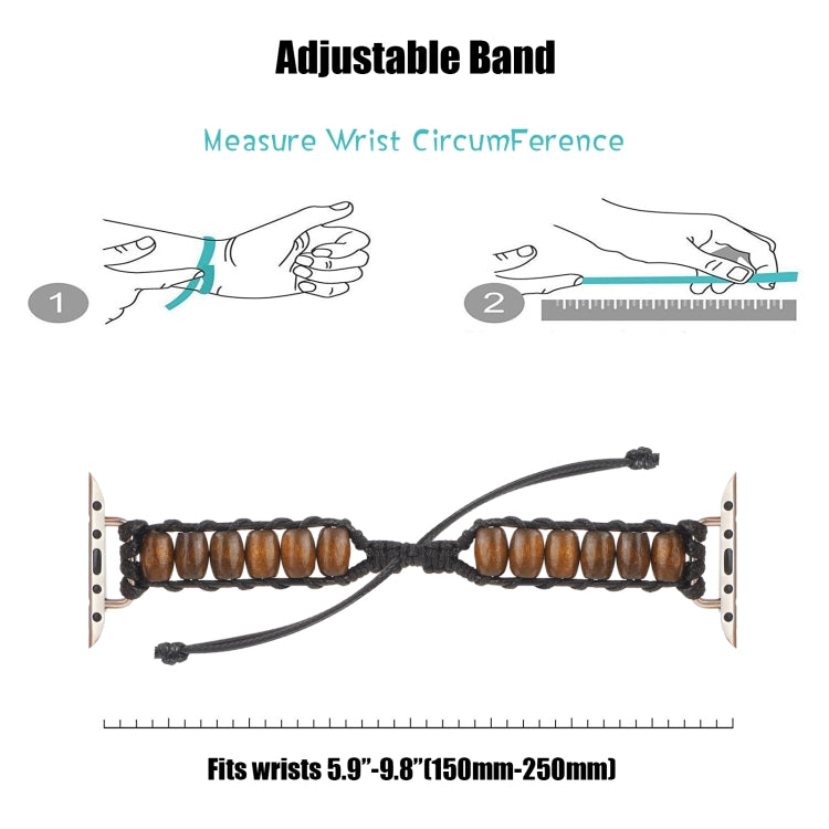 Wooden Bead Watch Band For Apple Watch Series 9&8&7 41mm / SE 3&SE 2&6&SE&5&4 40mm / 3&2&1 38mm(Dark Brown) by bashfashion